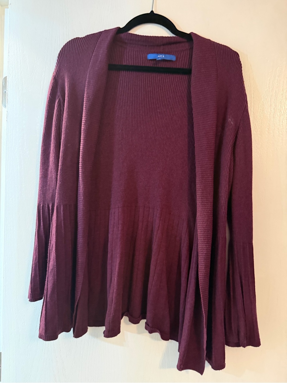Apt. 9 Open-Front Flared Hem Cardigan - Deep Burgundy